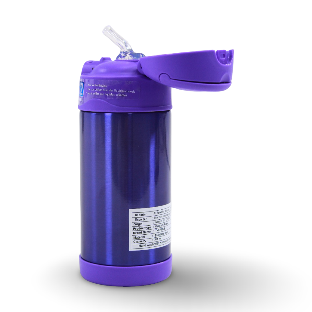 زجاجة ثيرموس فنتاينر (Thermos Funtainer) بشفاطة وعازلة للحرارة – أرجواني (355 مل)