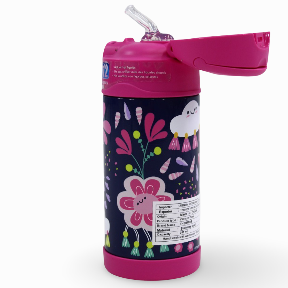 Thermos Bottle 355ml – Whimsical Clouds Stainless Steel & Straw Lid