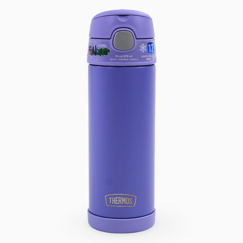 Thermos Stainless Steel Bottle with Straw – Purple (470ml)