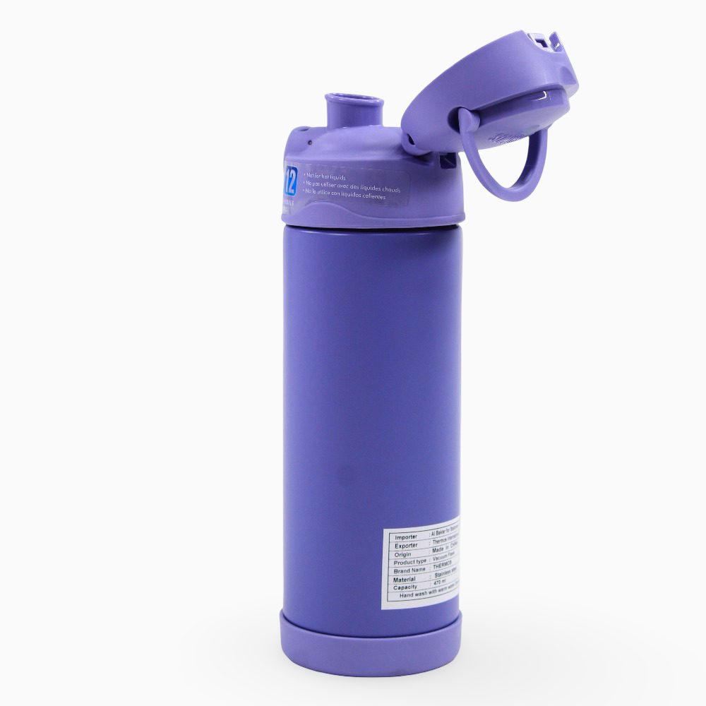 Thermos Stainless Steel Bottle with Straw – Purple (470ml)