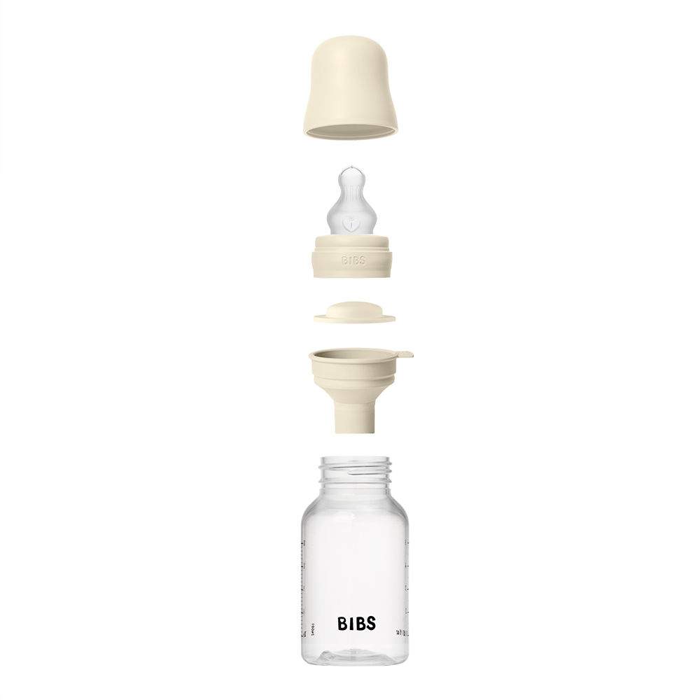 BIBS Round Silicone Baby Bottle 1-Pack 150 ml Slow Flow – Ivory