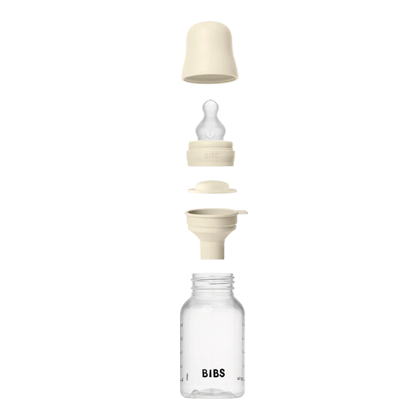 BIBS Round Silicone Baby Bottle 1-Pack 150ml Slow Flow – Ivory