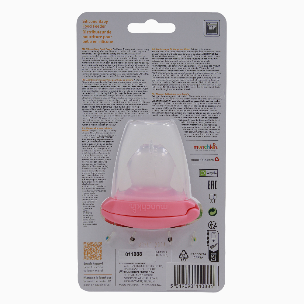 Munchkin Silicone Baby Food Feeder - Pink 4 months +