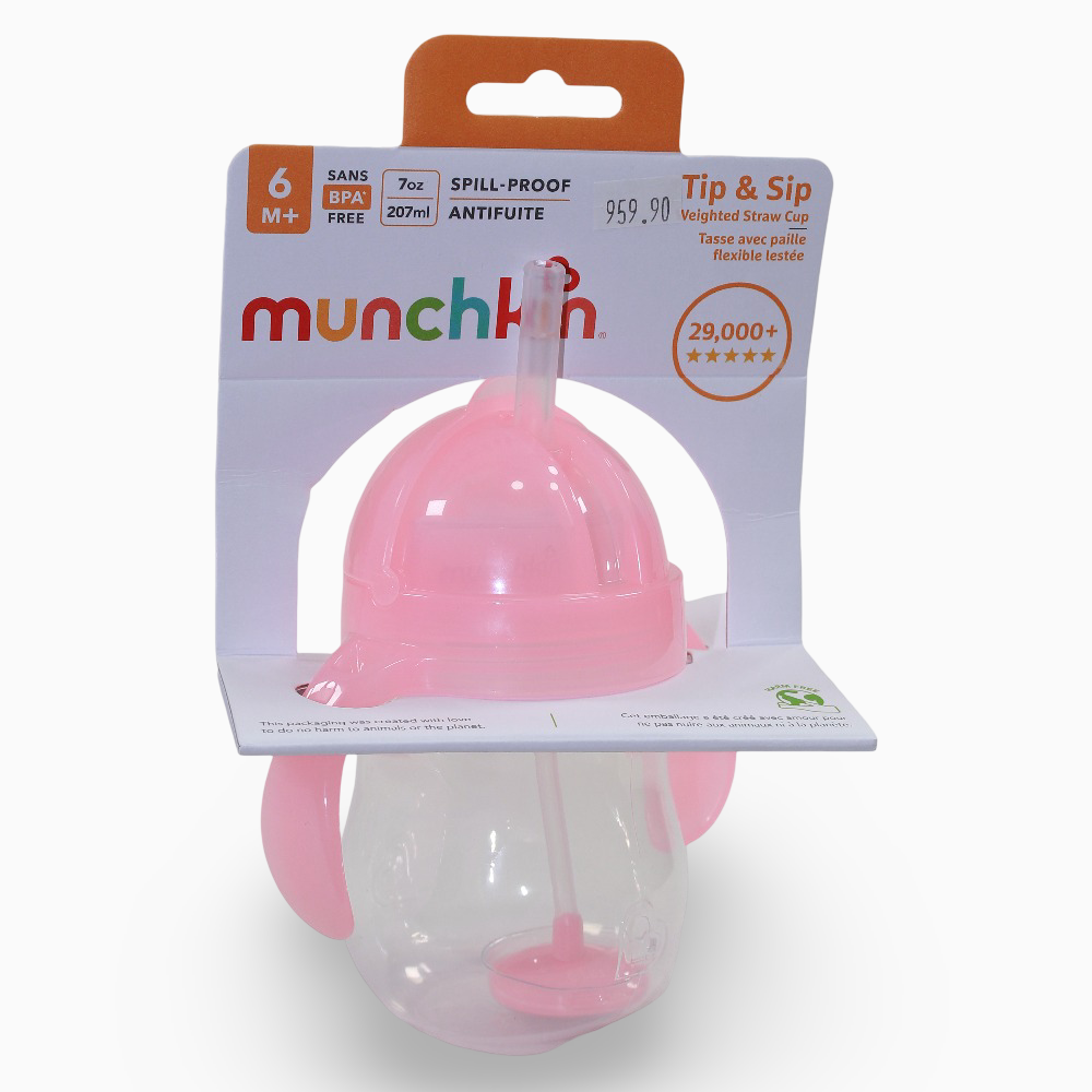 Munchkin Any Angle™ Click Lock Weighted Straw Trainer Cup 7 oz - Pink 6 months +