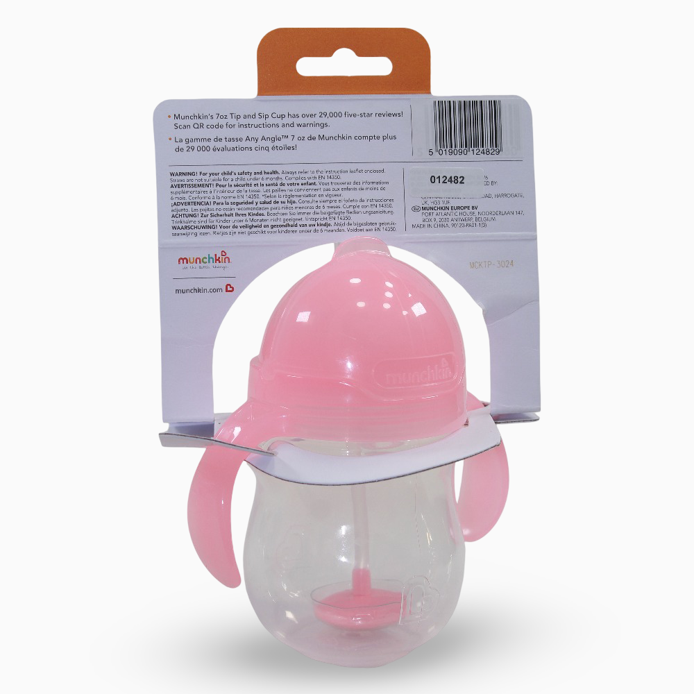 Munchkin Any Angle™ Click Lock Weighted Straw Trainer Cup 7 oz - Pink 6 months +