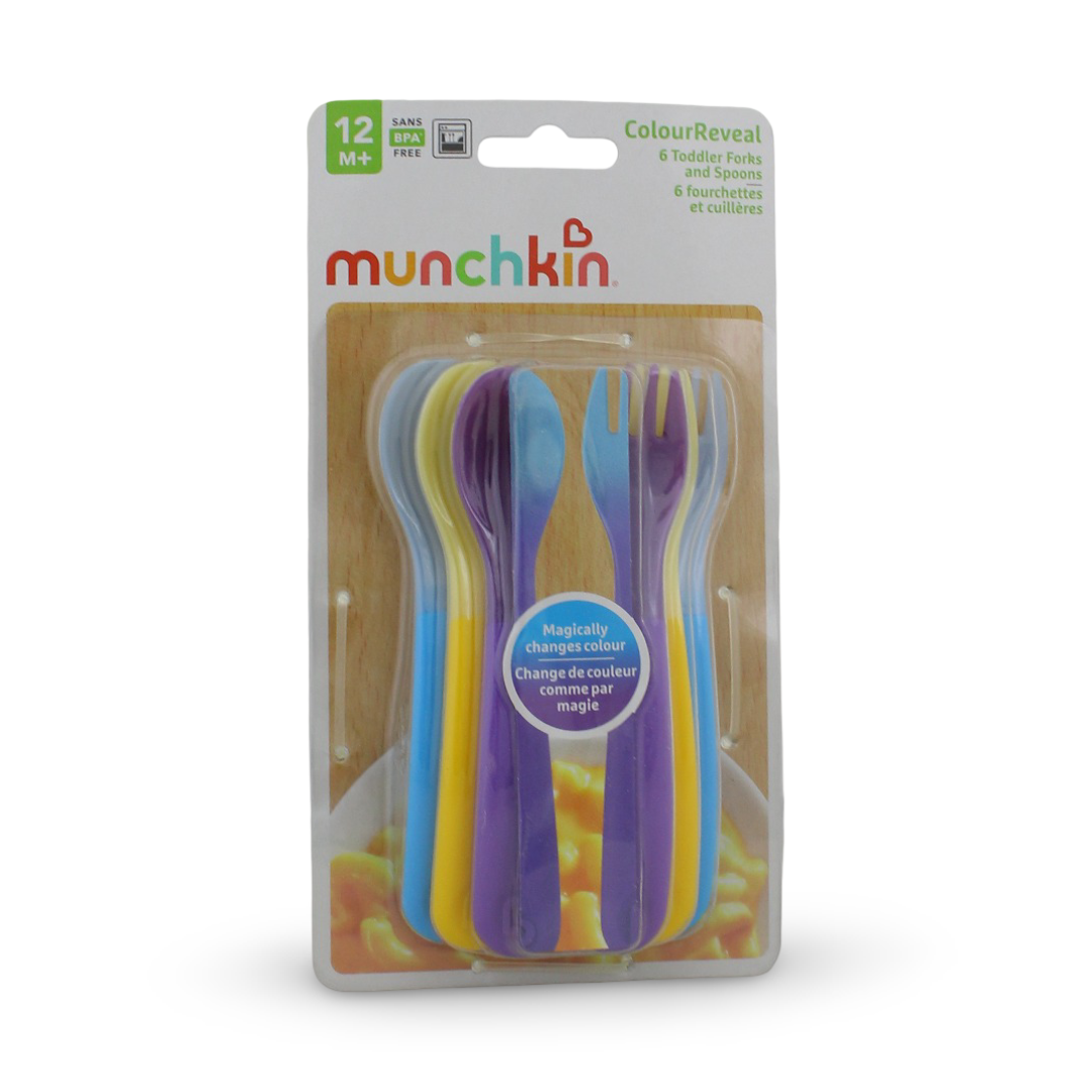 Munchkin Color Reveal Color Changing Toddler Forks & Spoons +12m – Multicolor - Baby Essentials