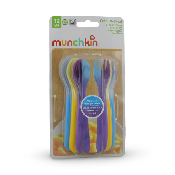 Munchkin Color Reveal Color Changing Toddler Forks & Spoons +12m – Multicolor - Baby Essentials