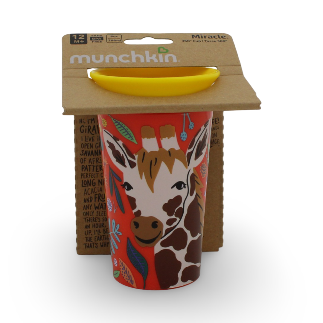 Munchkin Miracle 360° Wild Love Sippy Cup +12m – Giraffe Design - Baby Essentials