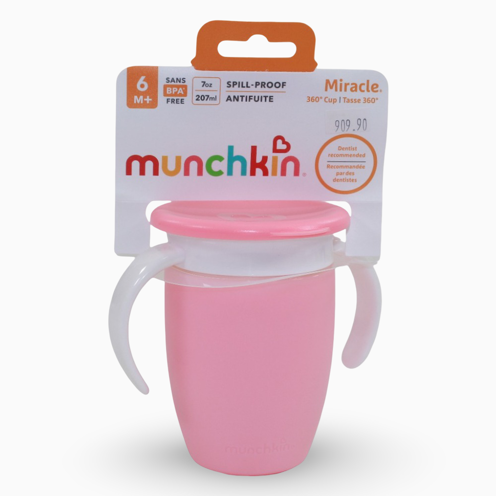Munchkin Miracle® 360° Trainer Cup with Lid – 7 oz – Pink