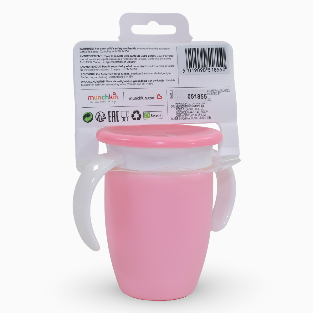 Munchkin Miracle® 360° Trainer Cup with Lid – 7 oz – Pink