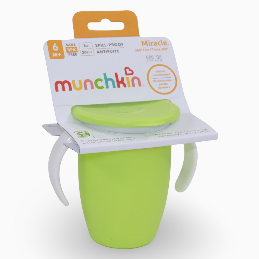 Munchkin Miracle® 360° Trainer Cup with Lid – 7 oz – Green (6 months+)