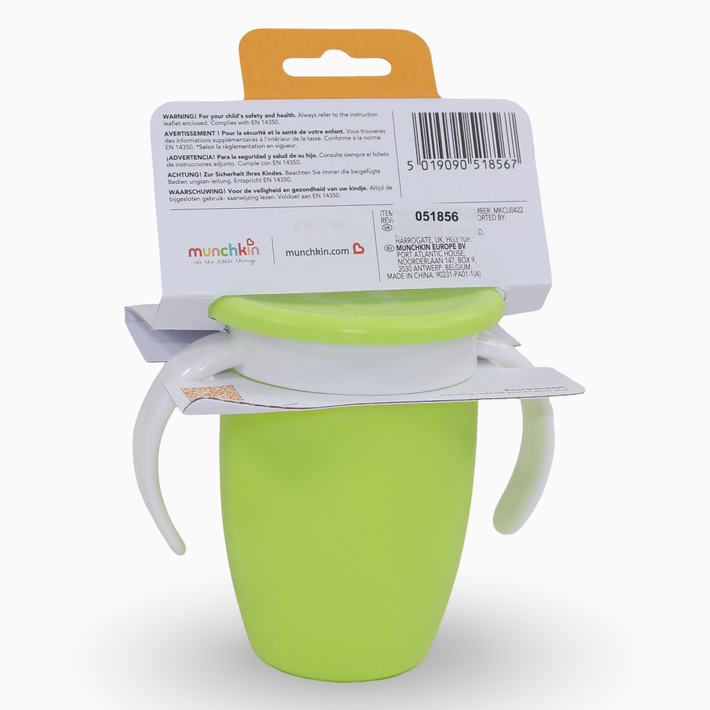 Munchkin Miracle® 360° Trainer Cup with Lid – 7 oz – Green (6 months+)
