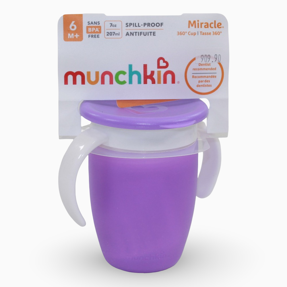 Munchkin Miracle® 360° Trainer Cup with Lid 7 oz - Purple 6 months +