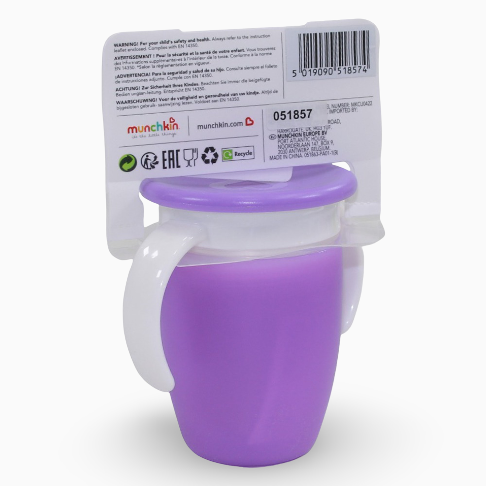 Munchkin Miracle® 360° Trainer Cup with Lid 7 oz - Purple 6 months +