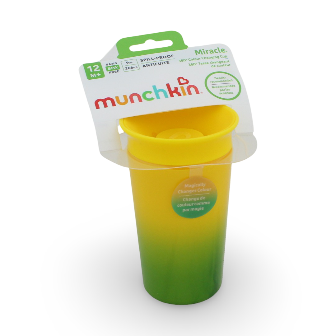 Munchkin Miracle 360° Color Changing Sippy Cup 266 ml +12m – Yellow - Baby Essentials