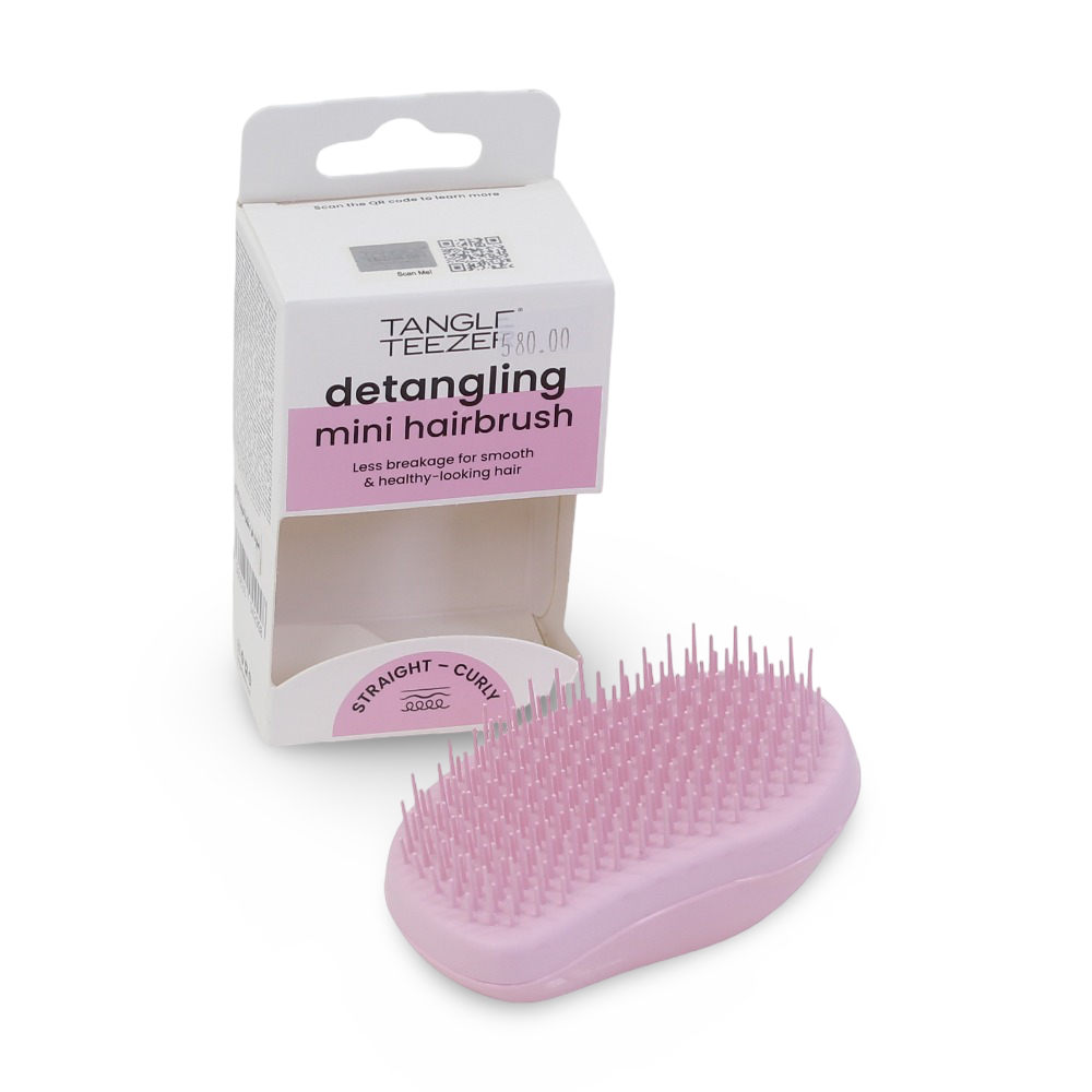 Tangle Teezer Original Straight - Curly Detangling Mini Hairbrush - Pink