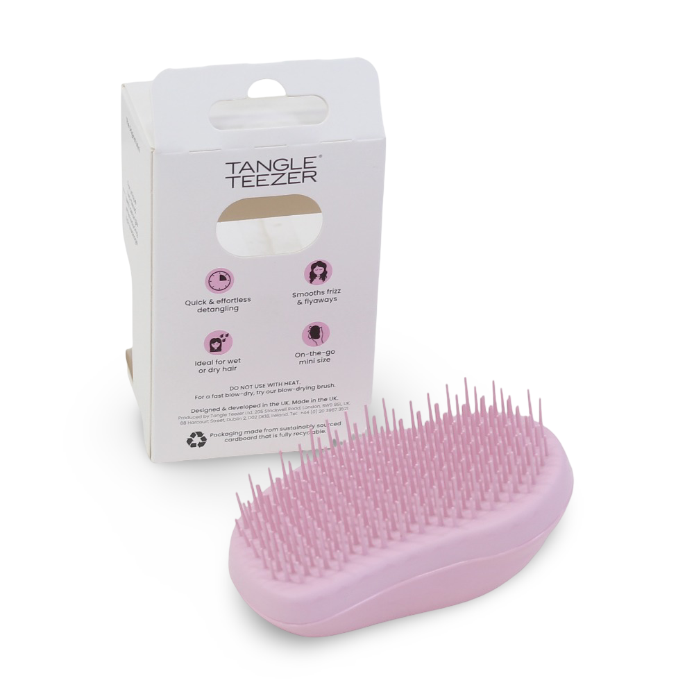Tangle Teezer Original Straight - Curly Detangling Mini Hairbrush - Pink