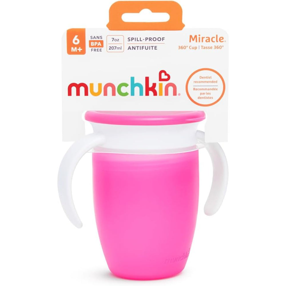 Munchkin Miracle® 360° Trainer Cup with Lid – 7 oz – Pink