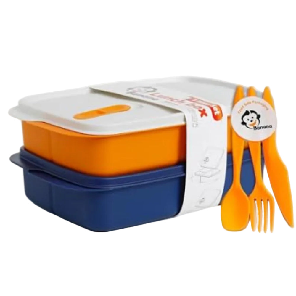 Banana Lunch Box Set 2-Piece 1L – Dark Purple & Orange