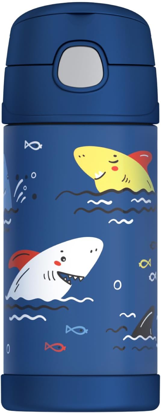 Thermos  Funtainer Vacuum Insulated Straw Bottle - Sharks (355 ml)