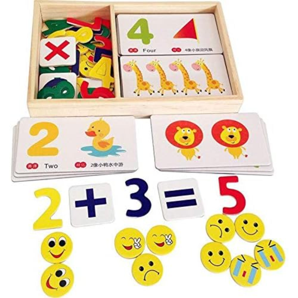 Maths Fun Learning Box with Clock, Abacus, Numbers & Emojis