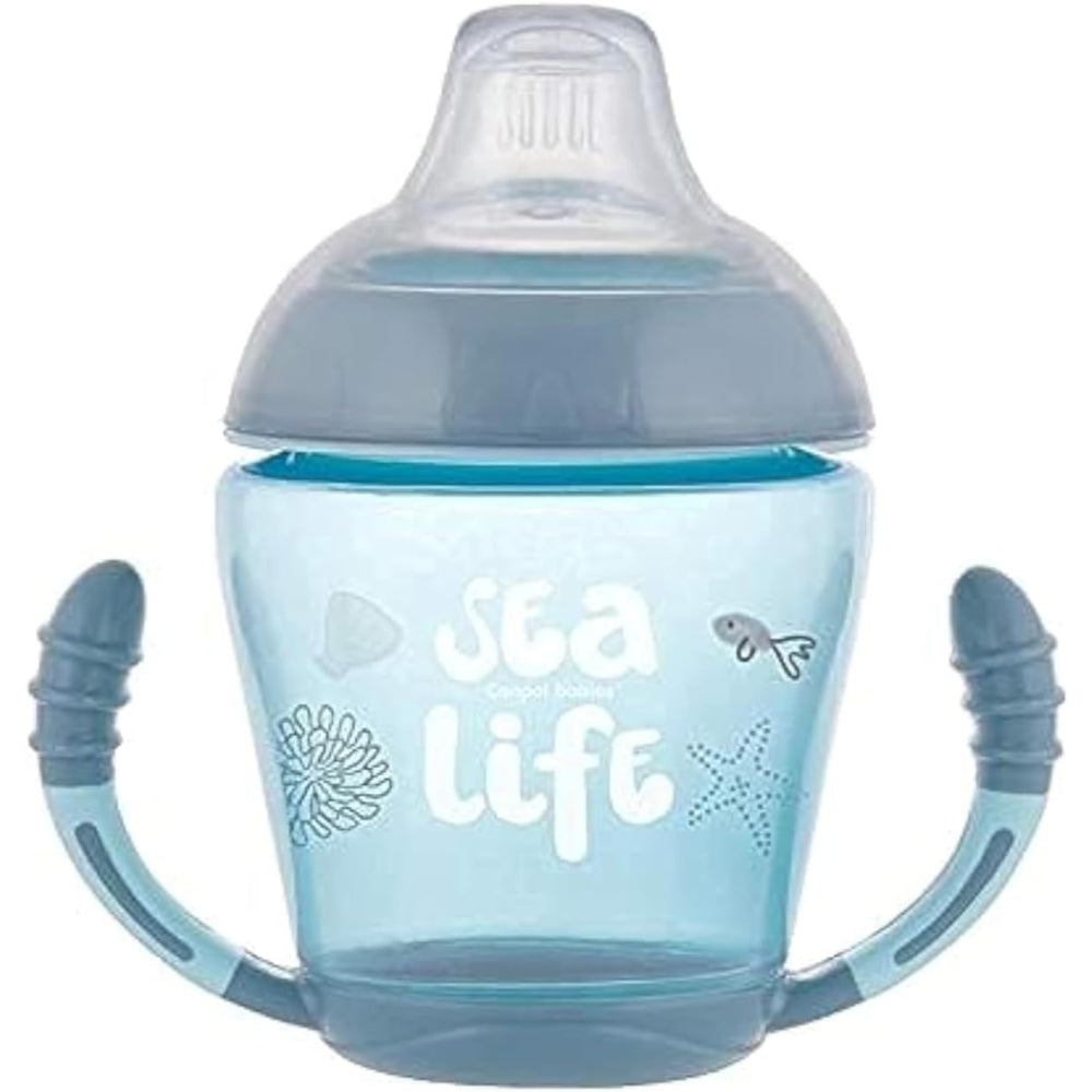 Canpol Babies Non-Spill Cup with Silicone Spout 230ml Sea Life 9m+ – Grey