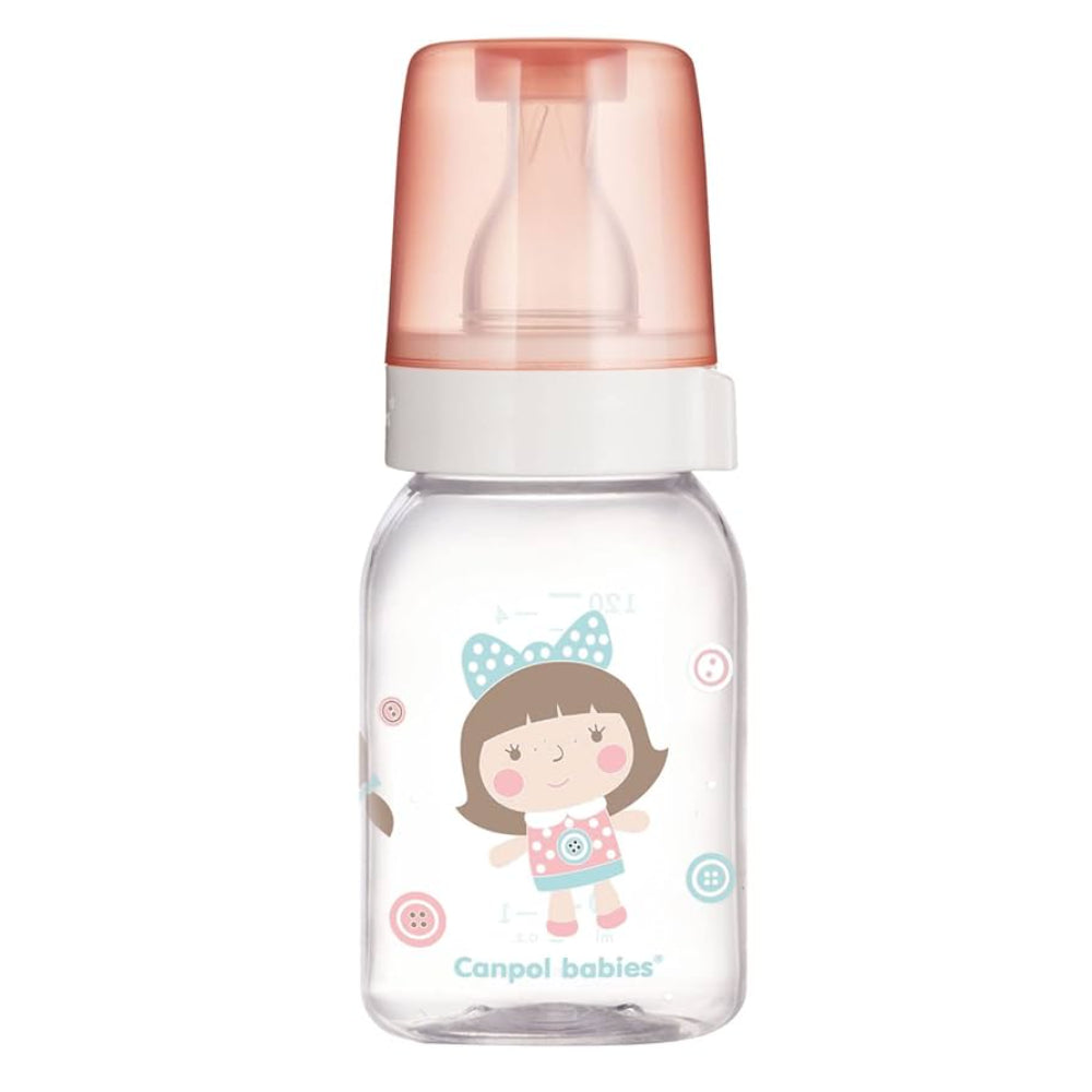 Canpol Babies Glass Feeding Bottle with Silicone Nipple 120ml – Pink