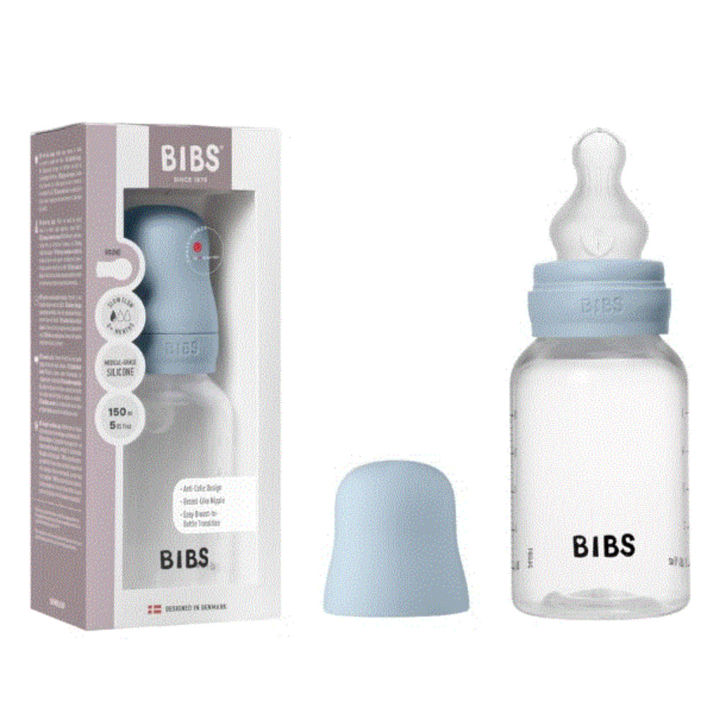 BIBS Baby Bottle Round Latex 1 Pack Slow Flow 150ml – Baby Blue