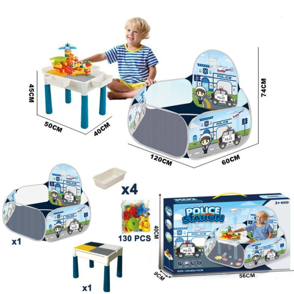 Police Station Tent with Building Blocks