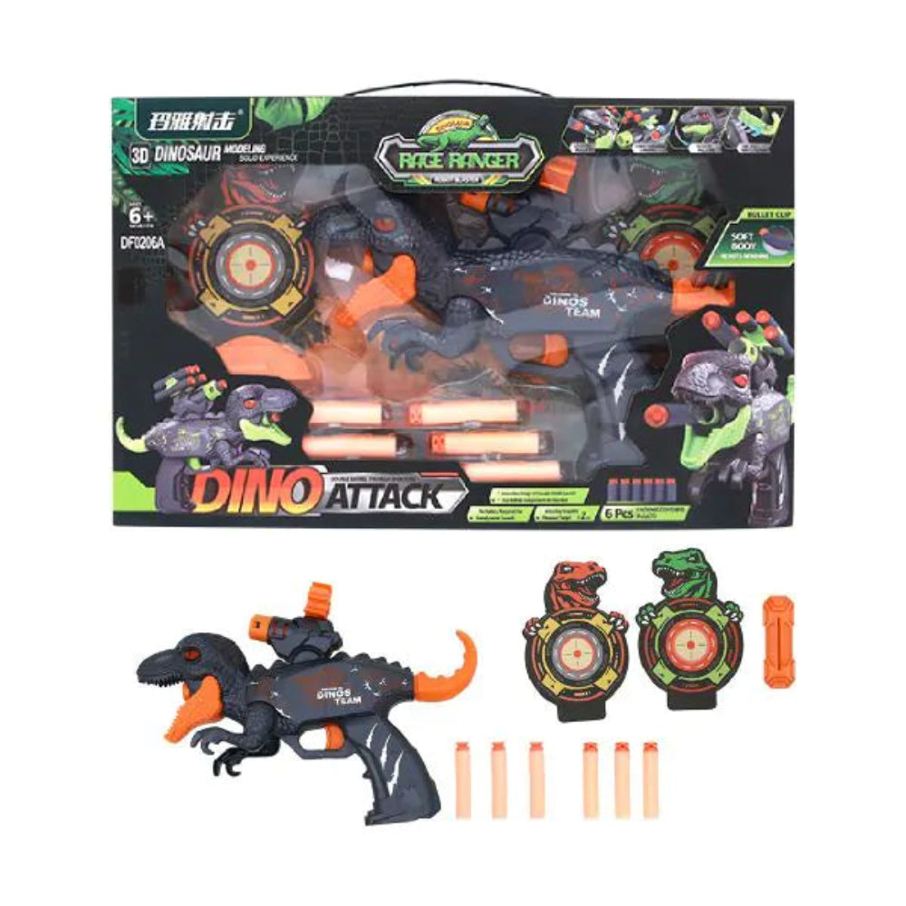 Cufan Rage Ranger Dino Attack 2-in-1 Soft Bullet Gun Set – Green - Toys