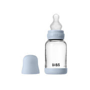 BIBS Glass Baby Bottle Round Silicone - 1 pack 120 ml Slow Flow Baby Blue