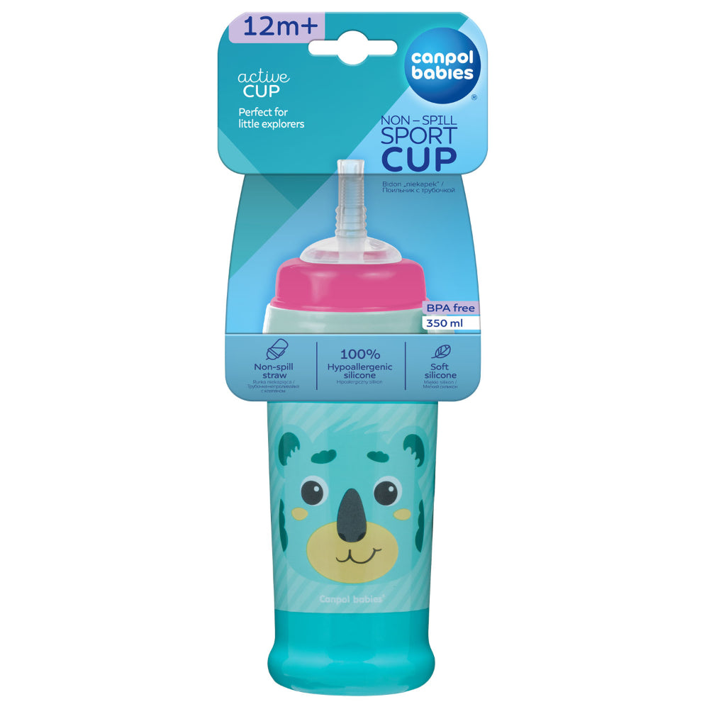 Canpol Babies Non-spill Sport Cup with Silicon Straw 350ml – Turquoise