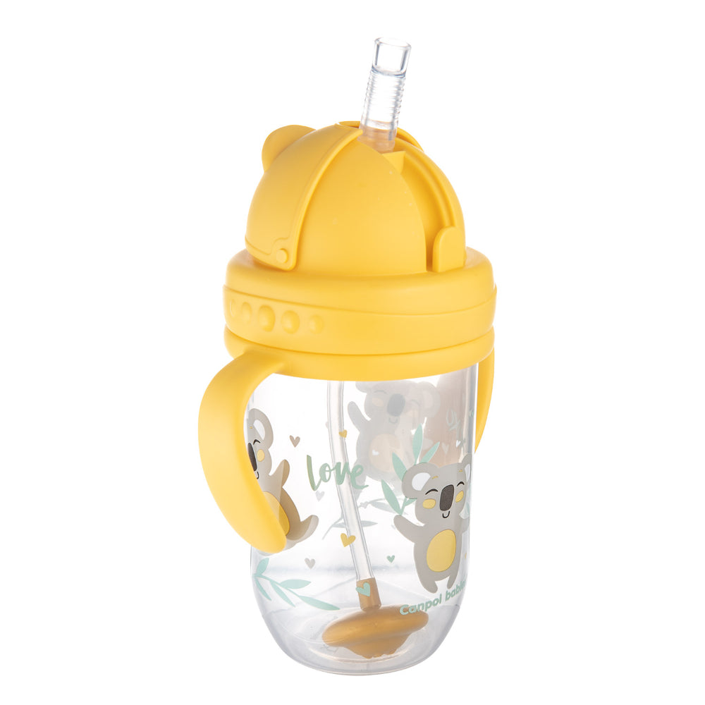 Canpol Babies Non-Spill Expert Sports Cup with Weighted Straw 270ml 6m+ – Yellow