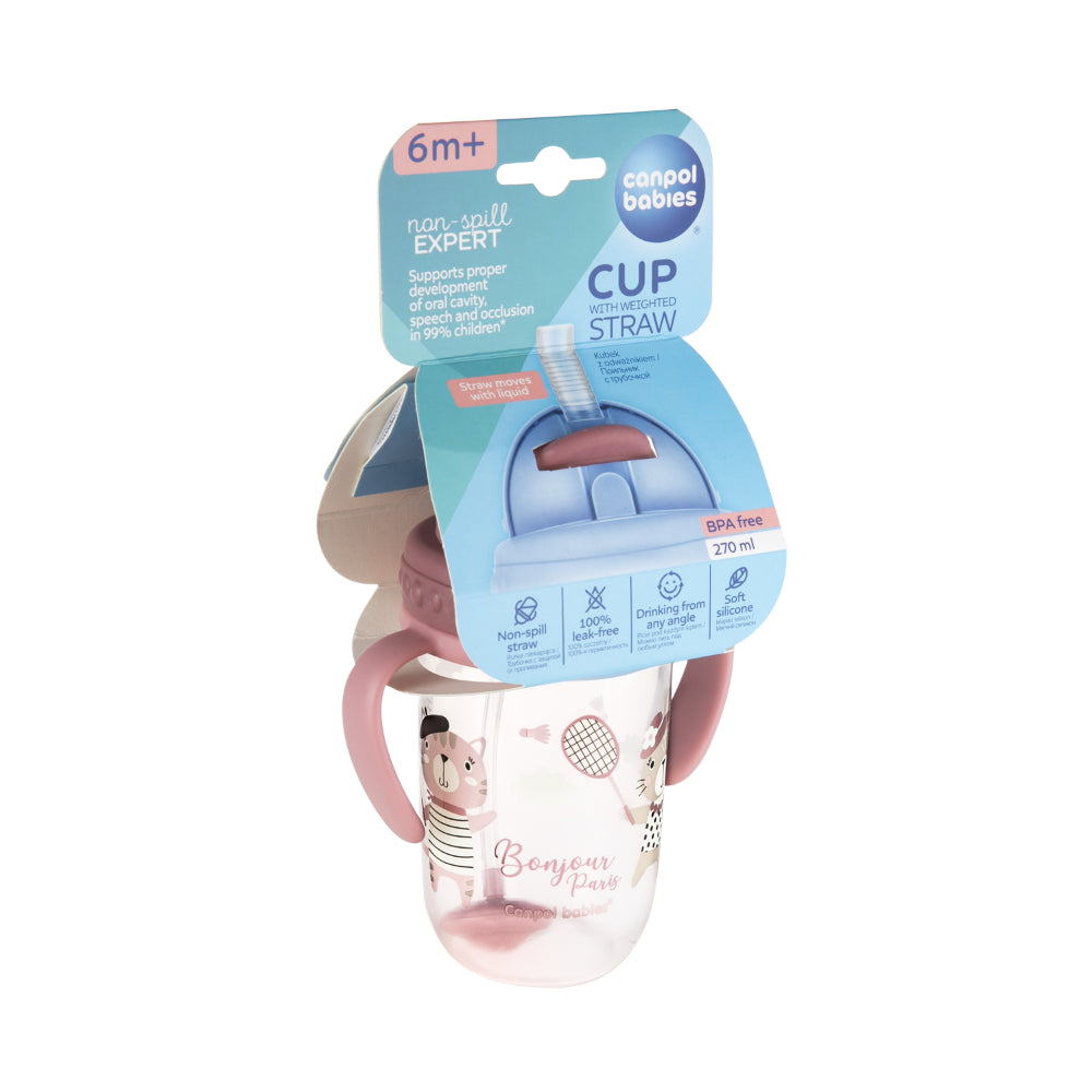 Canpol Babies Bonjour Paris Sports Cup 270ml – 6M+ (Pink)