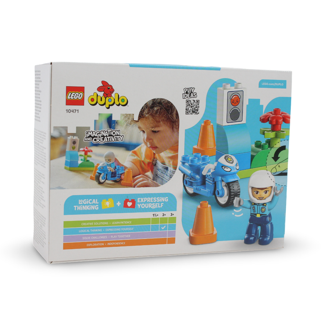Lego Duplo Town Blue Police Motorcycle Building Blocks Set