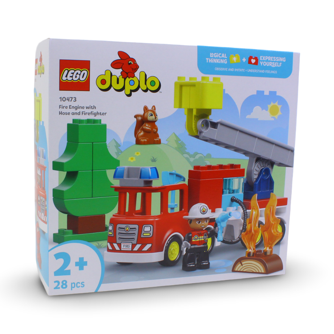 Lego Duplo Fire Truck with Hose and Firefighter Building Blocks Set