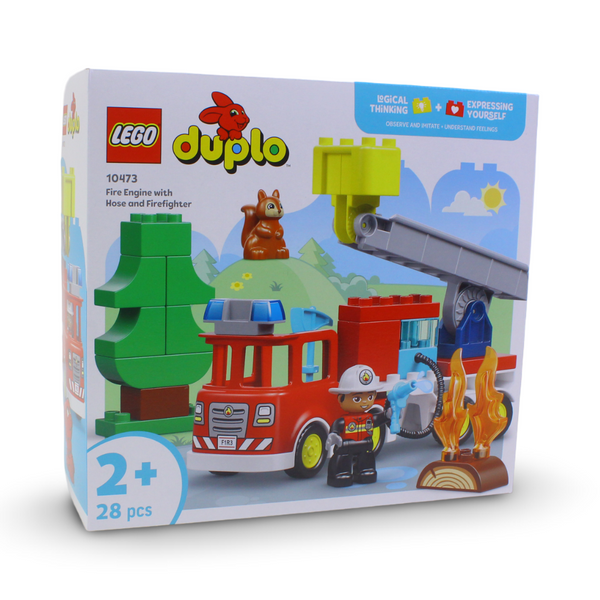 Lego Duplo Fire Truck with Hose and Firefighter Building Blocks Set