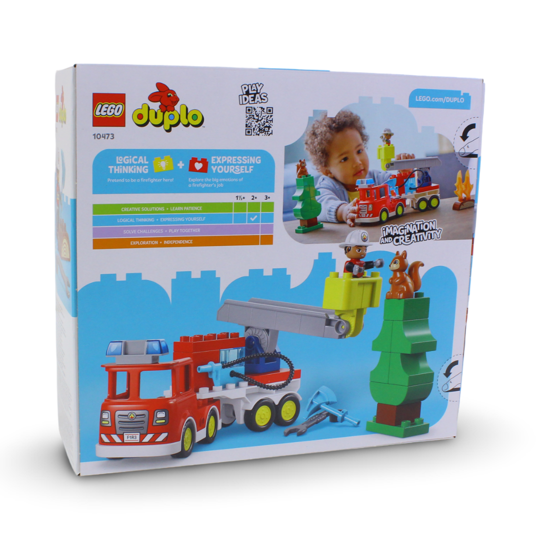 Lego Duplo Fire Truck with Hose and Firefighter Building Blocks Set