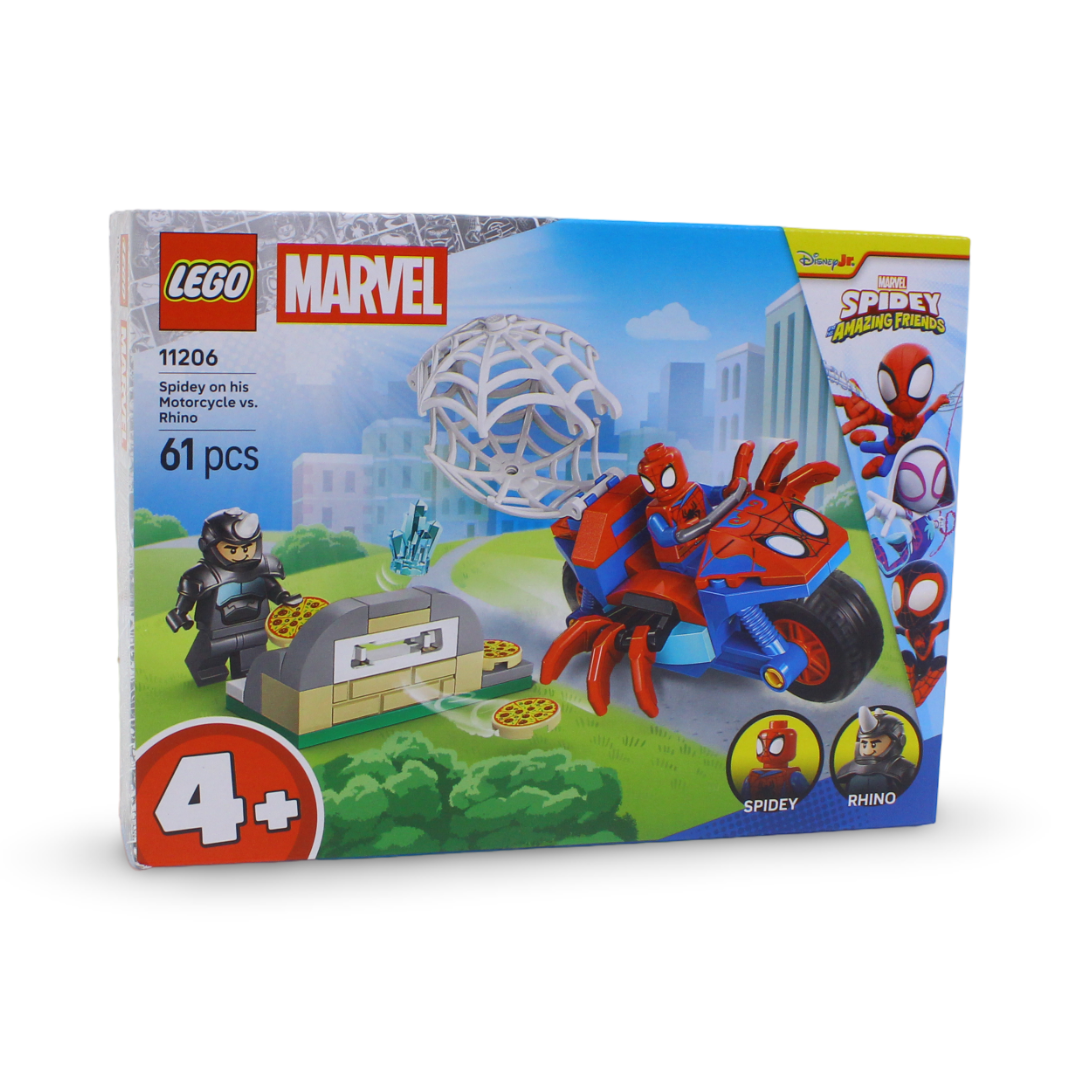 Lego Marvel Spidey on his Motorcycle vs. Rhino Building Blocks Set – 61 Pcs
