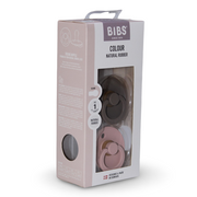 BIBS Colour Natural Rubber Pacifiers Pack of 2 – Dark Oak/Blush +0m