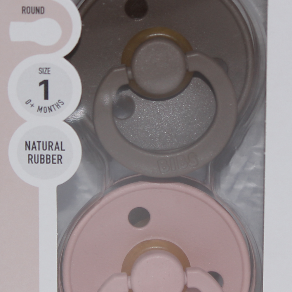 BIBS Colour Natural Rubber Pacifiers Pack of 2 – Dark Oak/Blush +0m