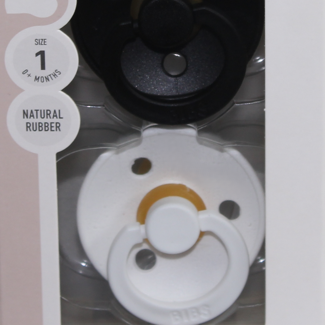 BIBS Pacifier Colour 2 Pack Latex Size 1 Black/White