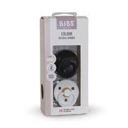 BIBS Pacifier Colour 2 Pack Latex Size 2 Black/White