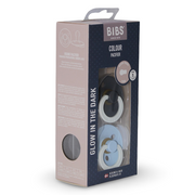 BIBS Colour Glow in the Dark Pacifier (Pack of 2) – Latex Size 1 Iron/Baby Blue 0m+