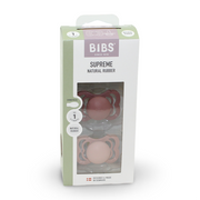 BIBS Pacifier Supreme 2 Pack – Latex Size 1 Woodchuck/Blush