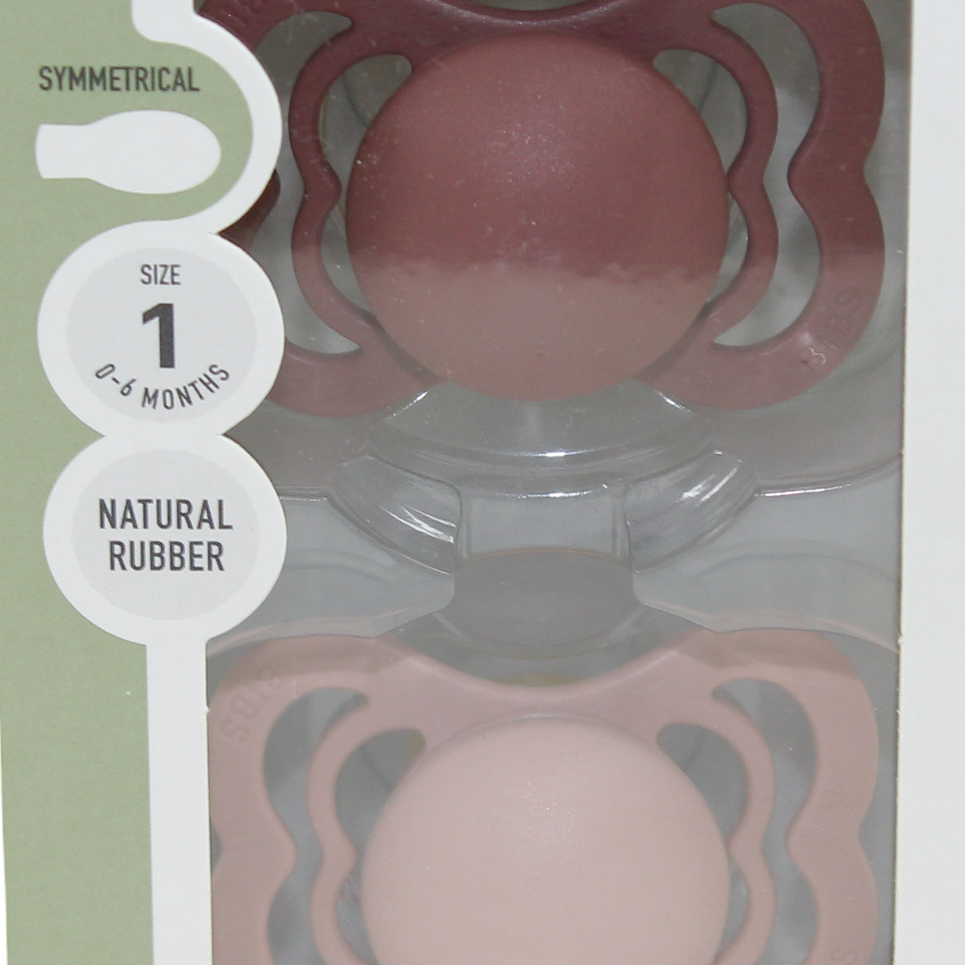 BIBS Pacifier Supreme 2 Pack – Latex Size 1 Woodchuck/Blush