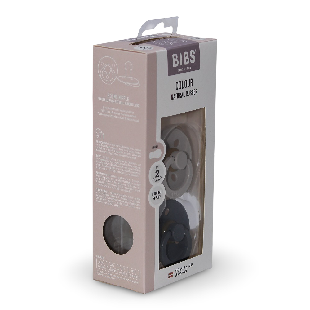 BIBS Pacifier Colour Pack of 2 Latex – Size 2 Sand/Iron