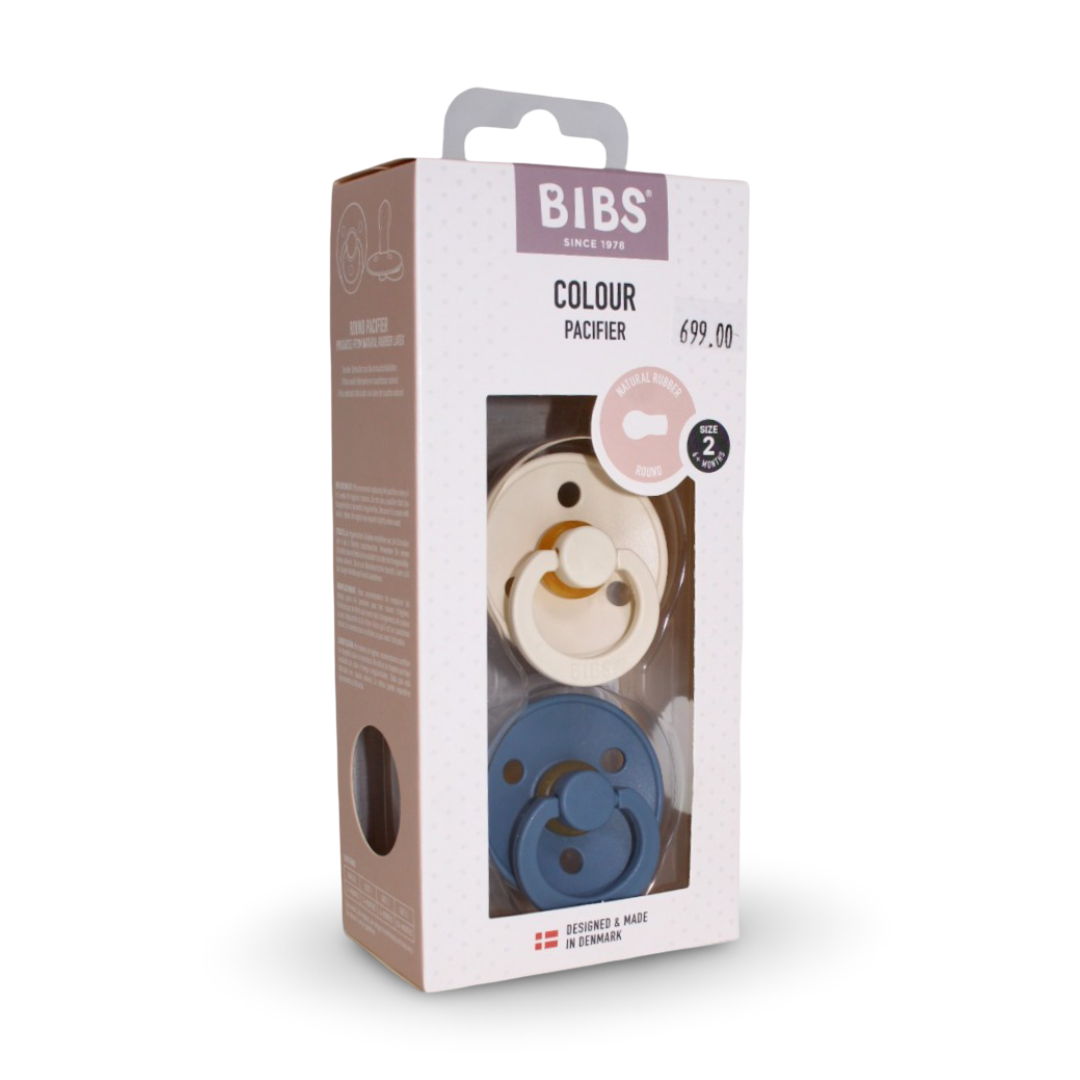 BIBS Color Baby Pacifier 2-Pack Latex Size 2 – Ivory/Petrol