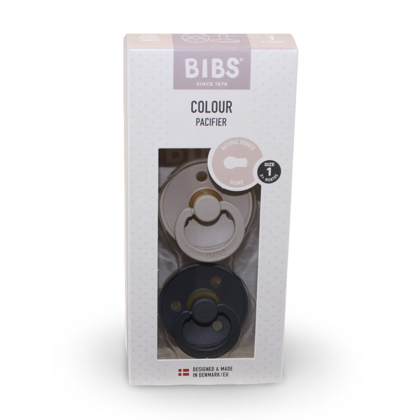 Pack of 2 - BIBS Pacifier Colour Latex Size 1 Sand/Iron