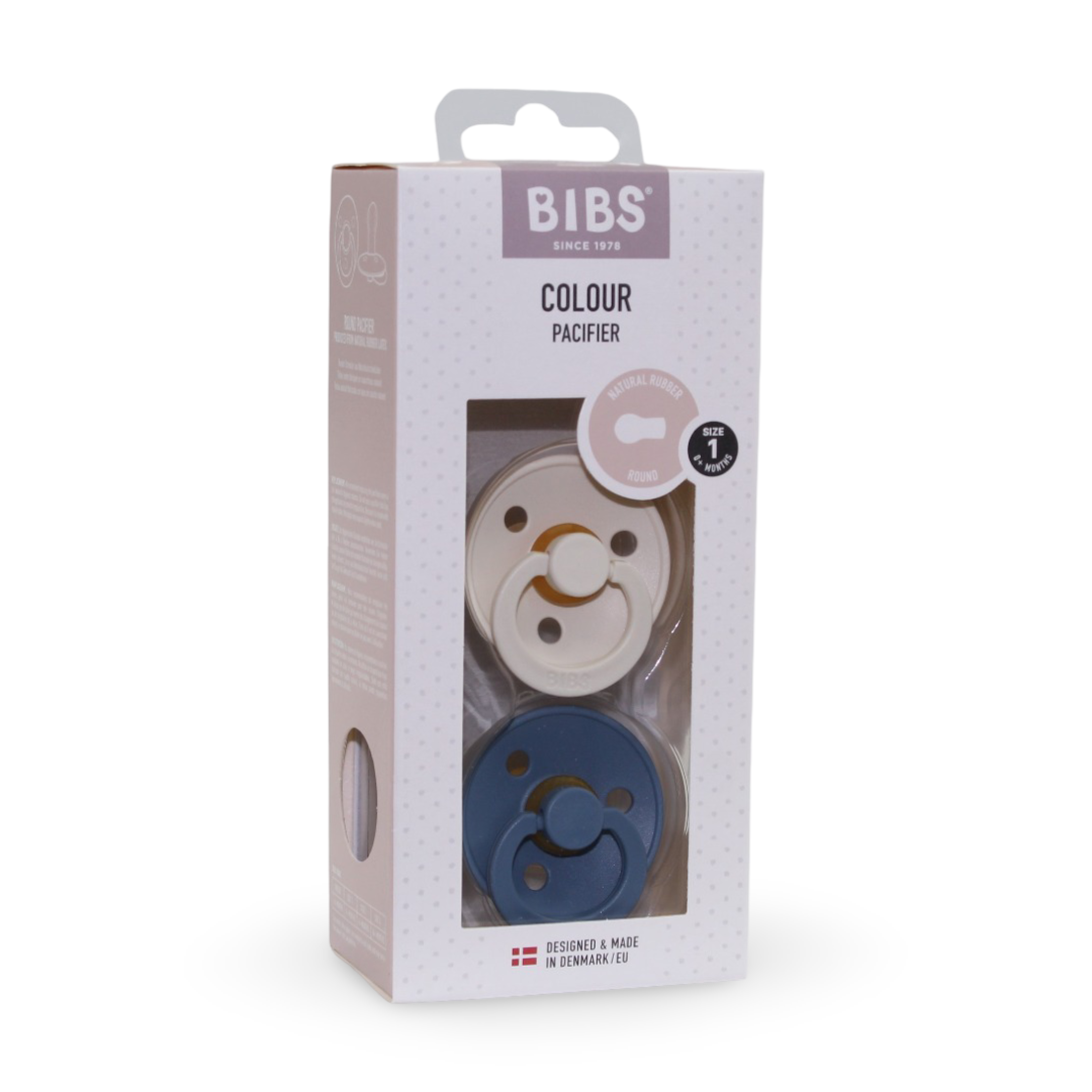 BIBS Color Baby Pacifier 2 Pack Latex Size 1 Ivory/Petrol